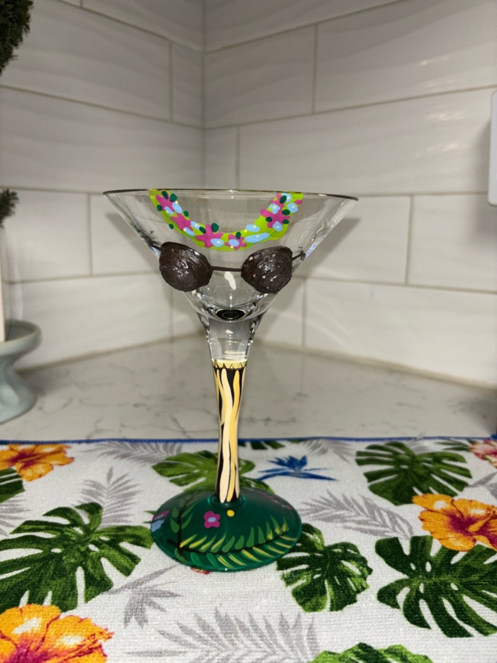 Lolita “Hula-Tini” Tropical Painted Martini Glass
